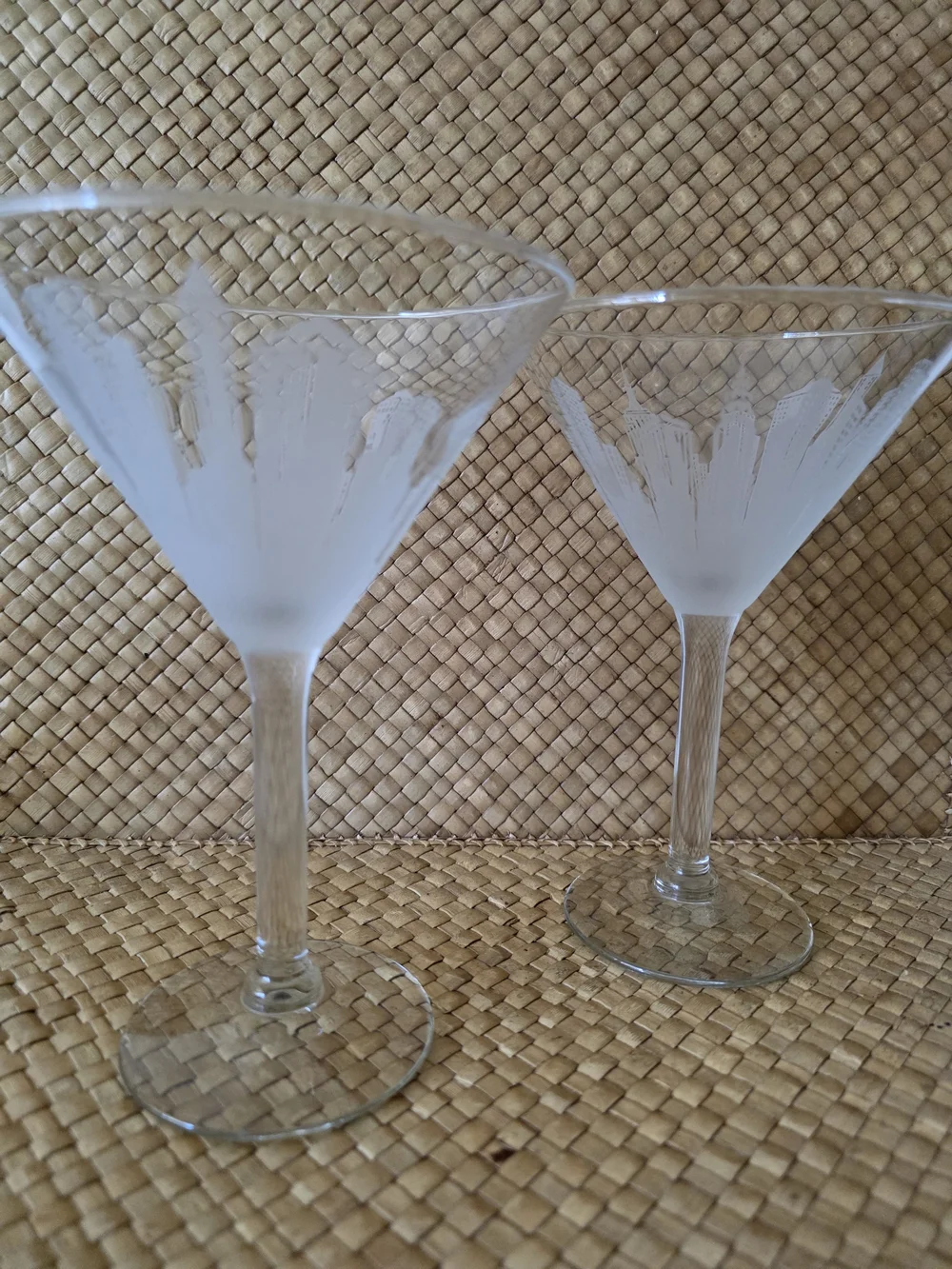 Mikasa Etched New York City Skyline Martini Glasses - Clear and Frosted